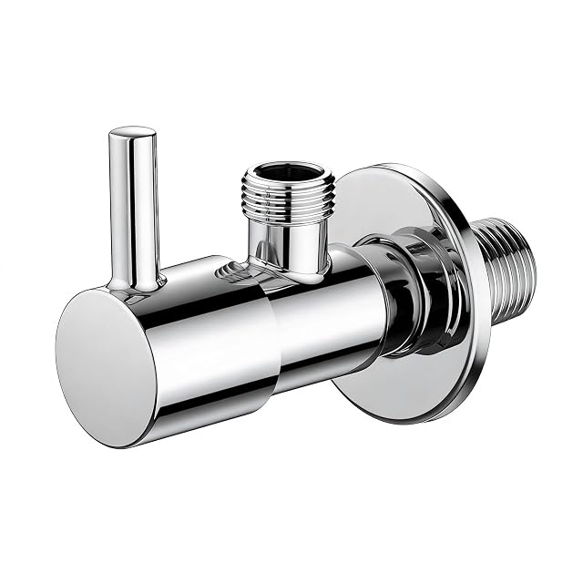 Robinet d’équerre chromé Ibergrif avec raccord mural de 1/2 pouce