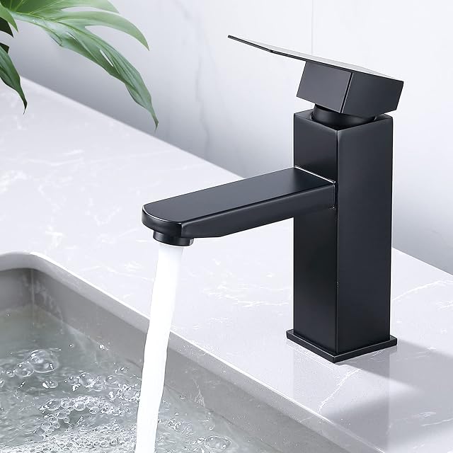 Mitigeur de lavabo noir mat HOMELODY à corps en acier inoxydable SUS304
