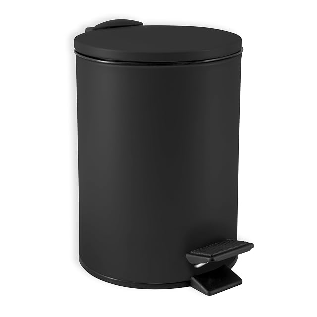 Poubelle de salle de bain à pédale Spirella Swartz en inox noir