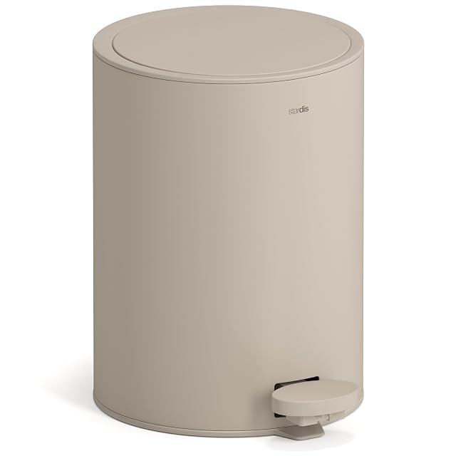 Poubelle de salle de bain à pédale stardis en inox mat taupe