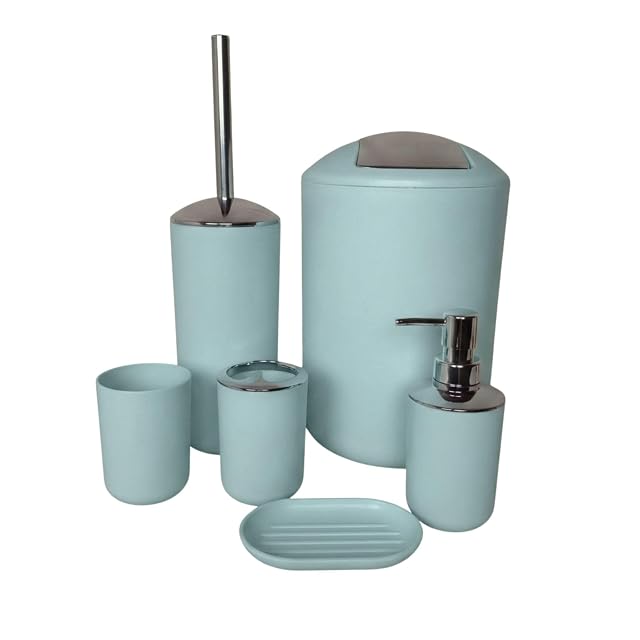 Set d’accessoires de salle de bain plastique six pièces vert menthe G.mütlich