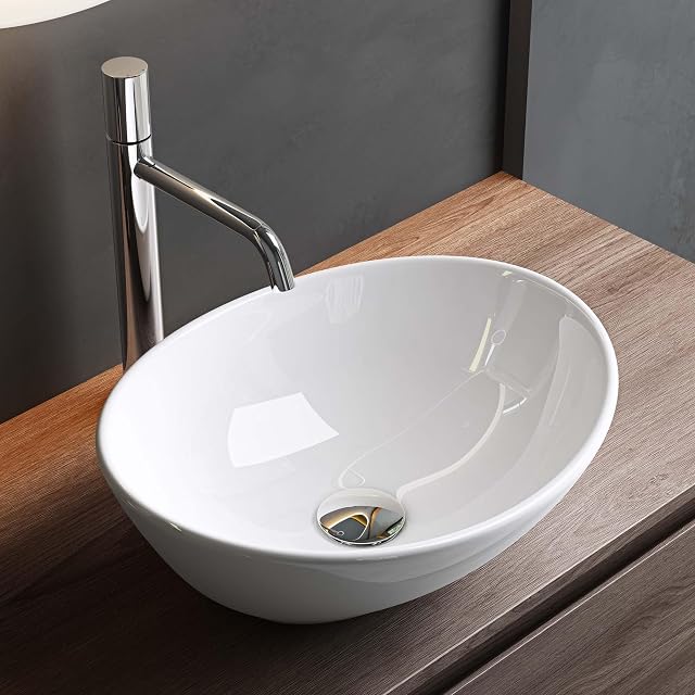 Vasque à poser ovale en céramique blanche Mai & Mai