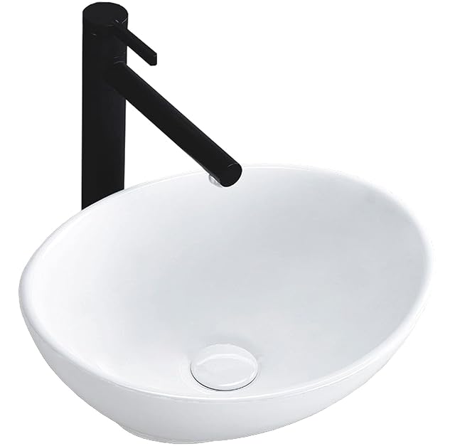 Petite vasque à poser ovale en céramique blanche Rea