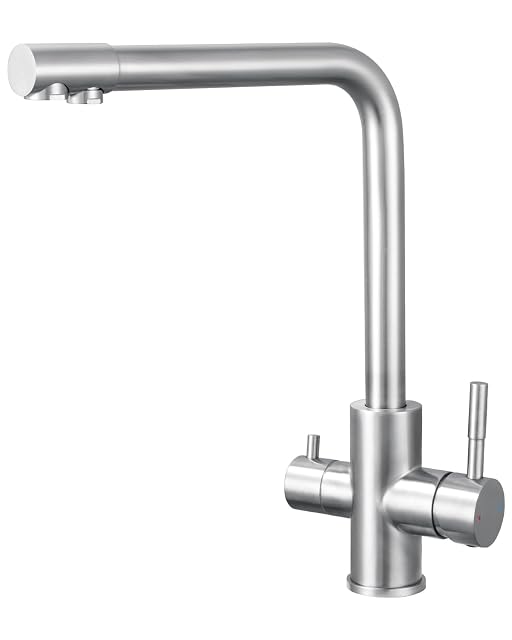 Mitigeur de cuisine trois voies en inox brossé Sofetiy