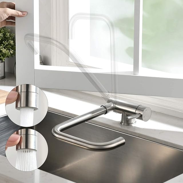 Mitigeur de cuisine rabattable sous fenêtre noir en inox 304 CECIPA