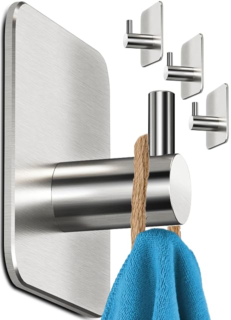 Quatre crochets adhésifs à serviettes en inox argenté Menz