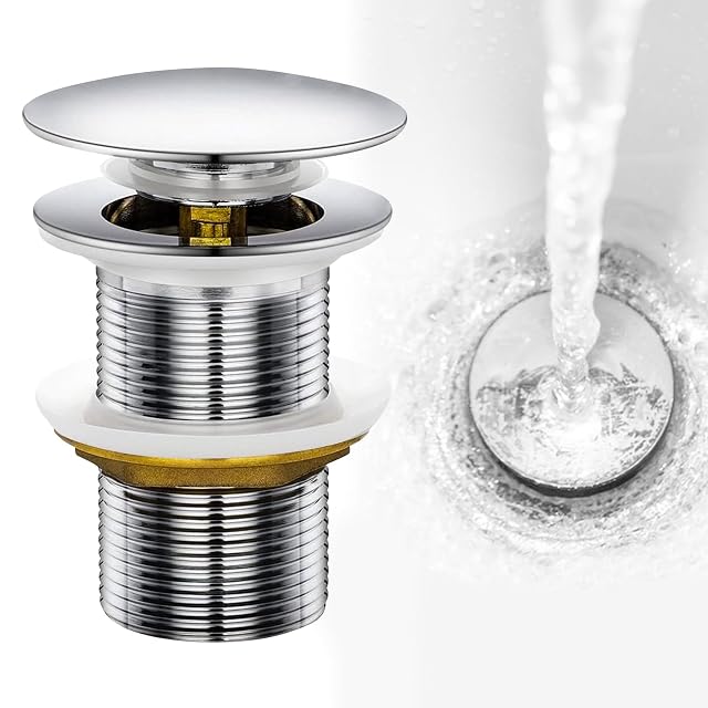 Bonde de lavabo à clapet poussoir en acier inoxydable Fousenuk