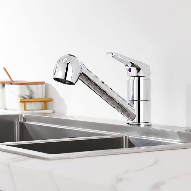 Mitigeur de cuisine à douchette extractible haute pression Auralum à deux jets