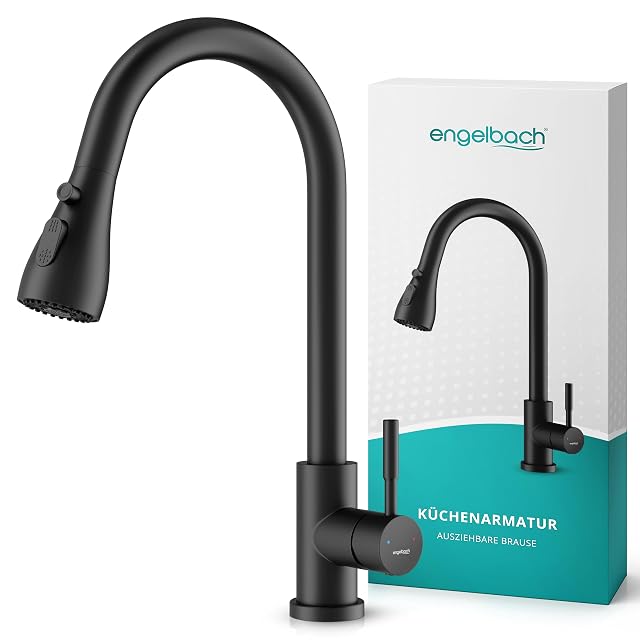 Mitigeur de cuisine à douchette extractible en inox 304 à pivot 360° Engelbach