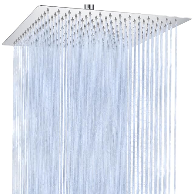 Pomme de douche de pluie carrée en acier inoxydable chromé Auralum