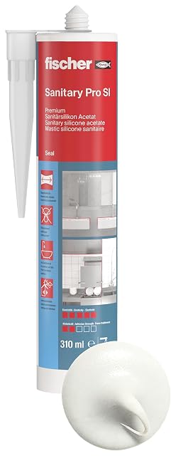 Cartouche de silicone sanitaire fischer premium blanc, 310 ml