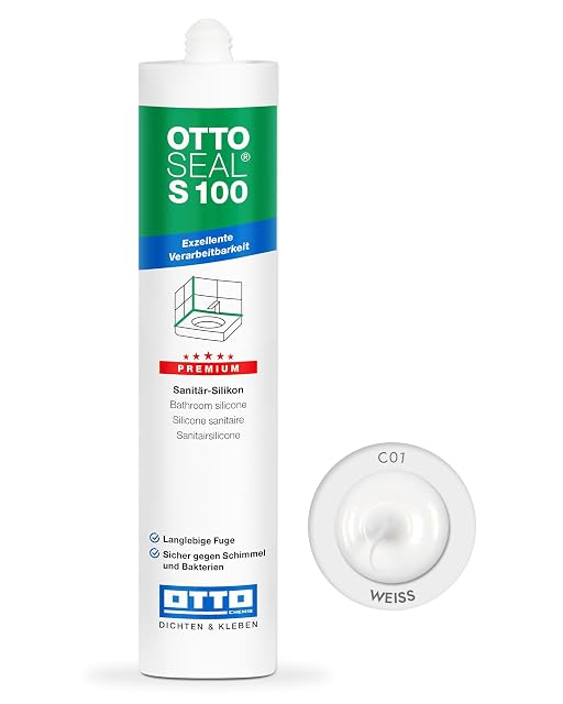 Cartouche de silicone sanitaire premium OTTOSEAL S 100 en blanc