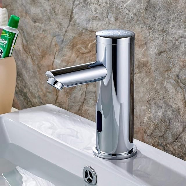 Robinet de lavabo à détection infrarouge sur pile chromé AIMADI