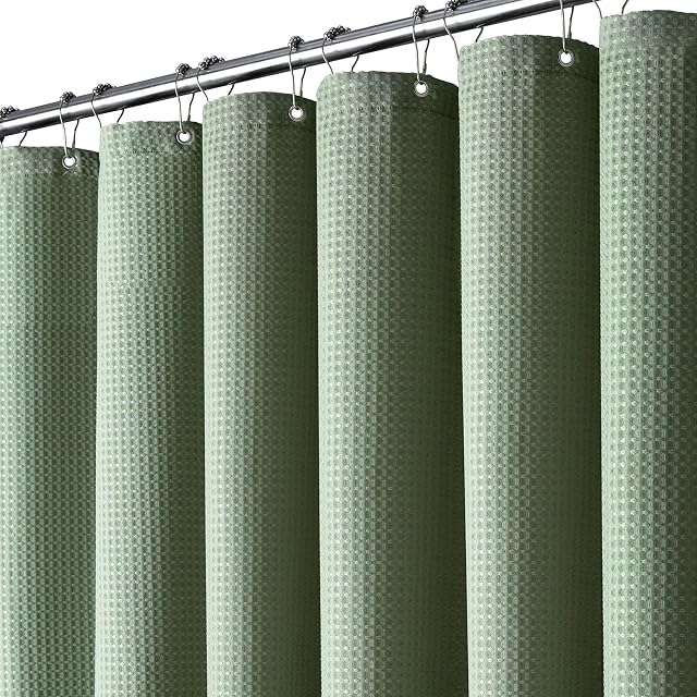 Rideau de douche nid d’abeille vert sauge BTTN