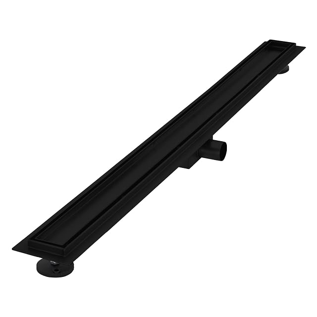 Caniveau de douche en acier inoxydable noir LuxeBath de 100 cm