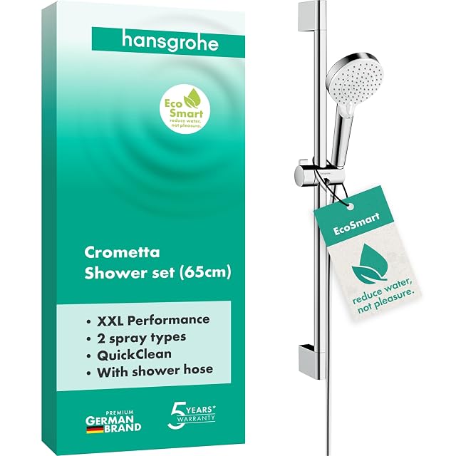Ensemble de barre de douche blanc et chromé hansgrohe Crometta