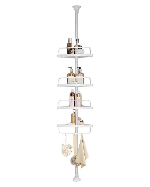 Étagère d’angle de douche sur barre à ressort SONGMICS à quatre niveaux