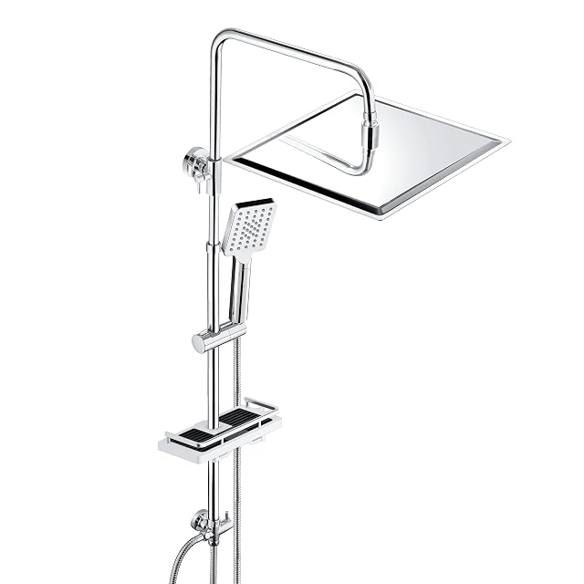 Colonne de douche chromée en inox 304 JOHO avec pomme de pluie de 30 × 30 cm