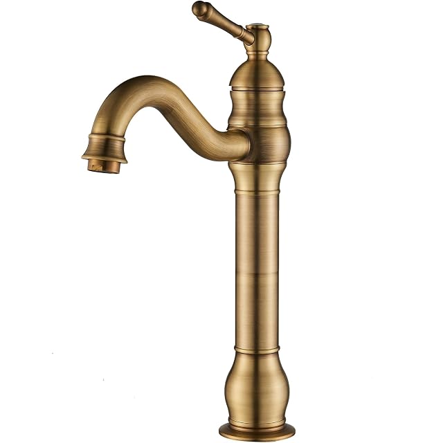 Mitigeur de lavabo haut en laiton patiné ROZIN à bec pivotant
