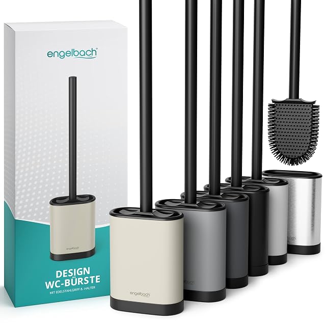 Brosse WC plate en silicone Engelbach avec support mural en inox