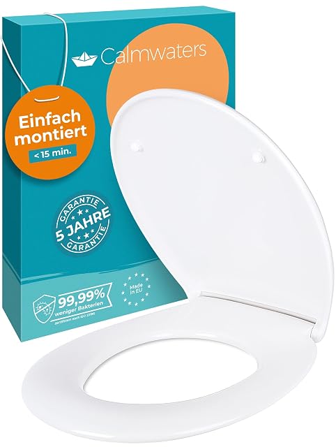 Abattant de WC ovale blanc antibactérien en duroplast Calmwaters