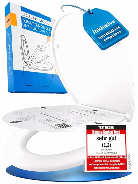 Abattant de WC blanc en duroplast avec fermeture douce et déclipsage rapide LOBENSWERK