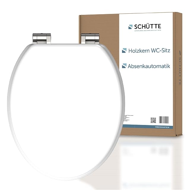 Abattant de WC blanc en bois MDF avec fermeture douce Schütte