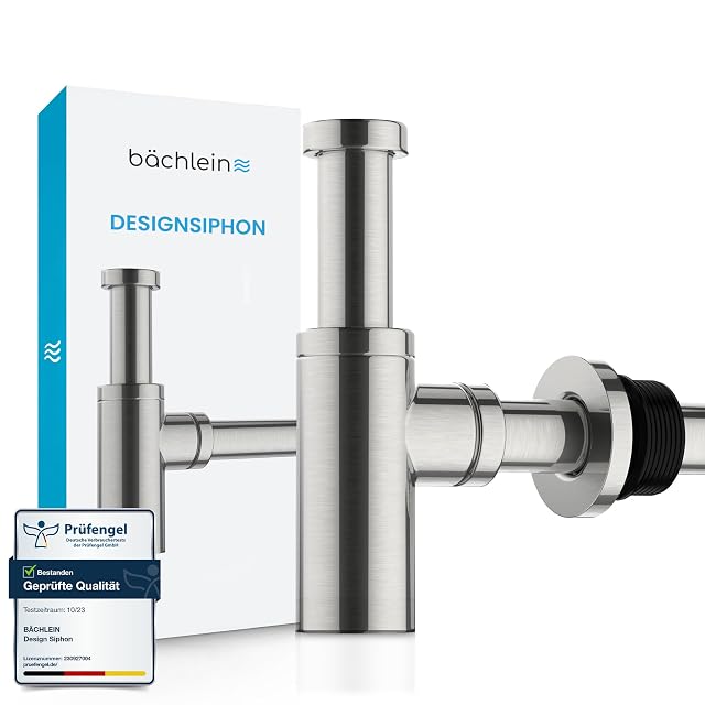Siphon bouteille en acier inoxydable brossé pour lavabo Bächlein