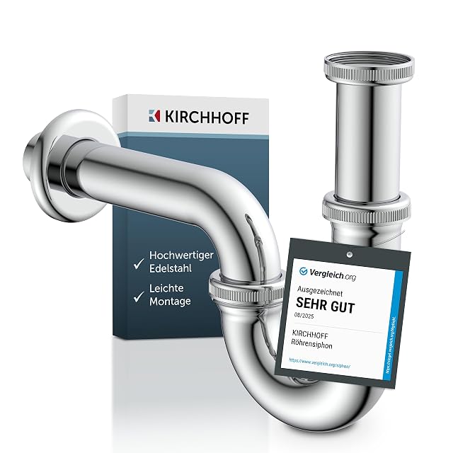 Siphon de lavabo en acier inoxydable chromé Kirchhoff