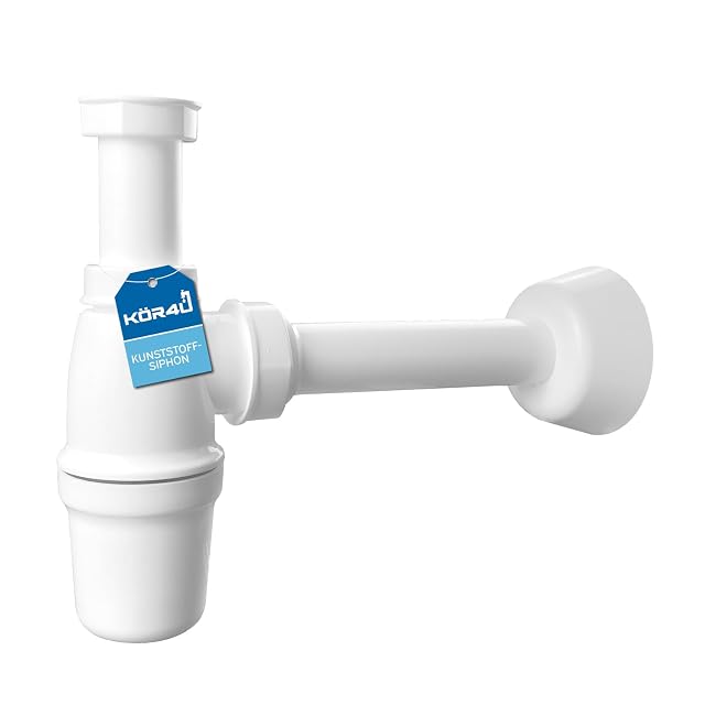 Siphon de lavabo gain de place en plastique blanc kör4u
