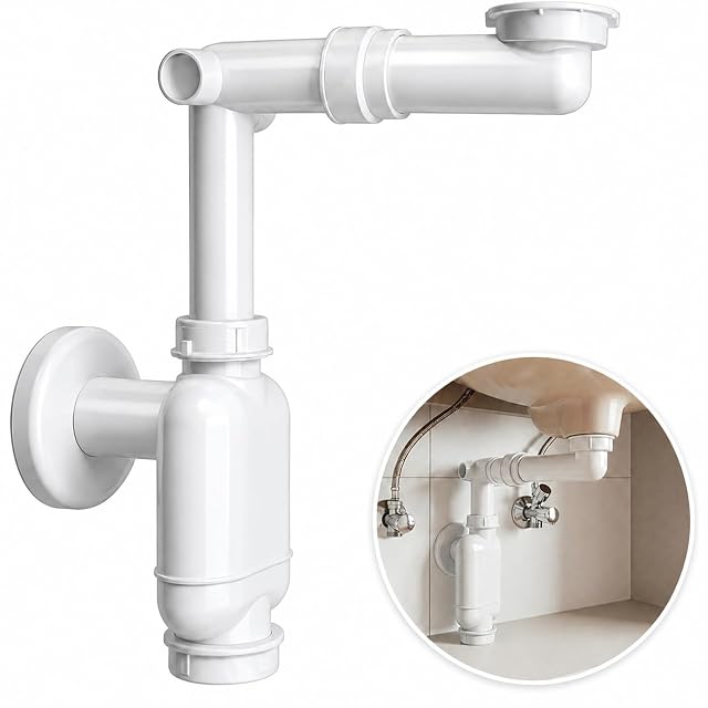 Siphon de lavabo plat gain de place blanc M. Rosenfeld Home