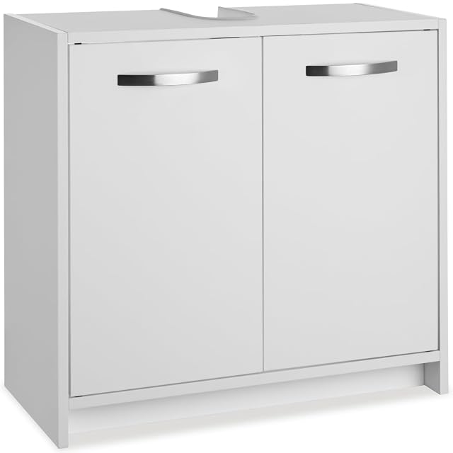 Meuble de lavabo blanc à deux portes tectake