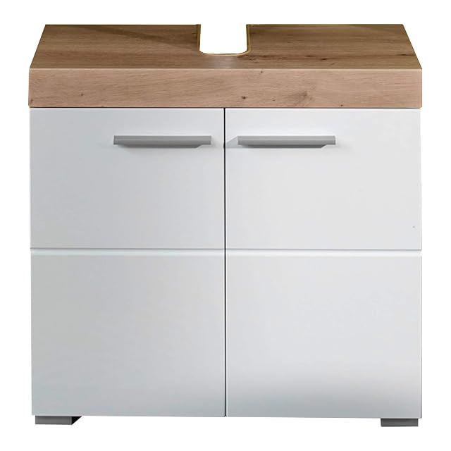 Meuble de lavabo Amanda blanc brillant et chêne trendteam