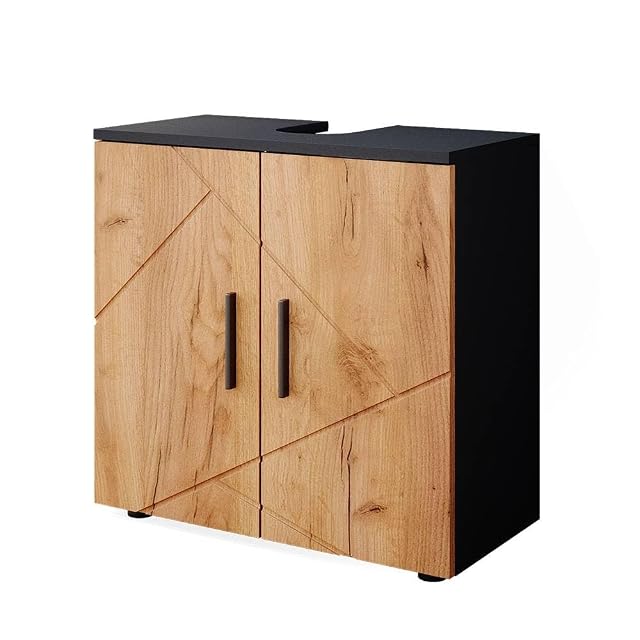 Meuble de lavabo à deux portes chêne et anthracite Vicco Irma